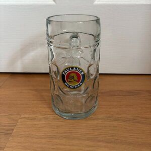 Paulaner Muchen 1 Liter Heavy Dimpled Glass Beer Mug from Germany-Used